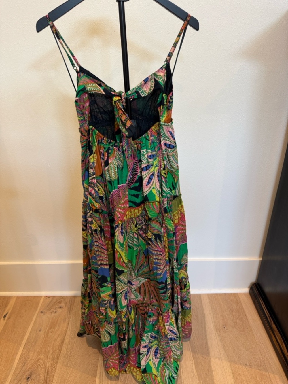 Gianni Bini Multicolor Tropical Leaf Maxi Dress in Green and Pink - Picture 3 of 5
